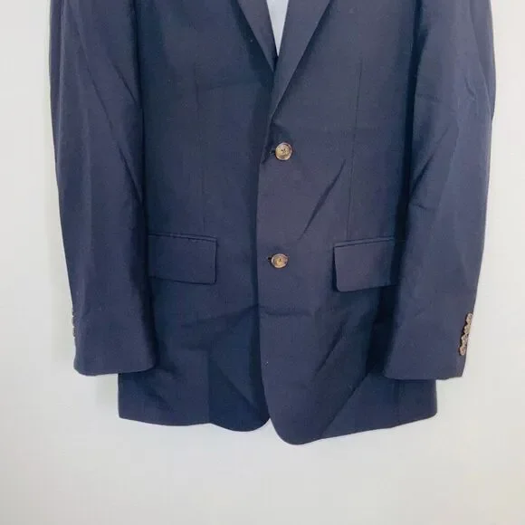 Versini Mens 38L Blazer Black Sports Coat Pockets Wool - Picture 4 of 12